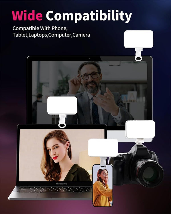 Azonee Removable Selfie Light, Protable Light with 3 Lighting Modes Clip-On, Rechargeable Video Light for Selfie, Makeup, TikTok, Live Stream, White