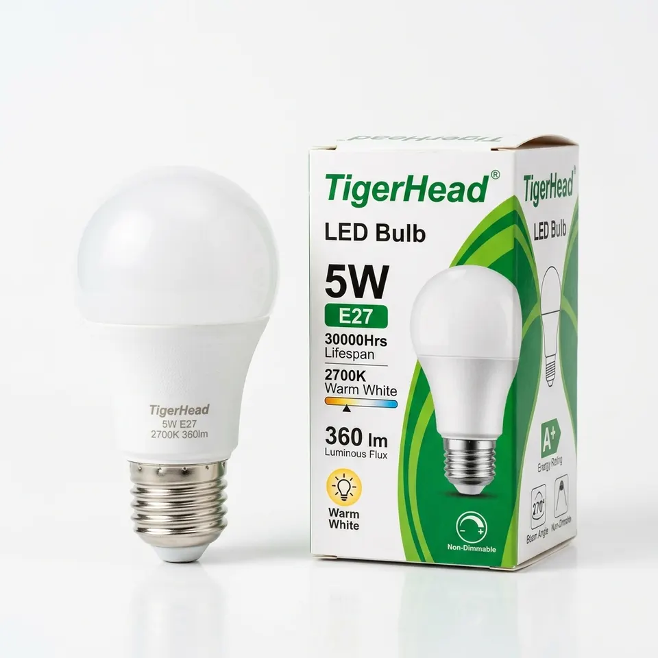 TigerHead 5W E27 LED Bulb 2700K Warm White 360lm 30000hrs